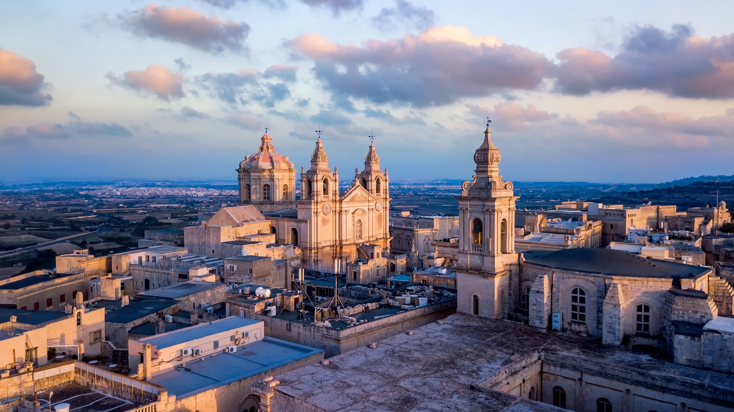 Blick auf St. Paul's Cathedral in Mdina Malta